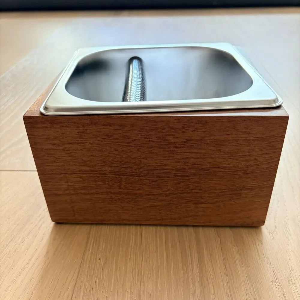 Solid Wood and Stainless Steel Espresso Knock Box NEW